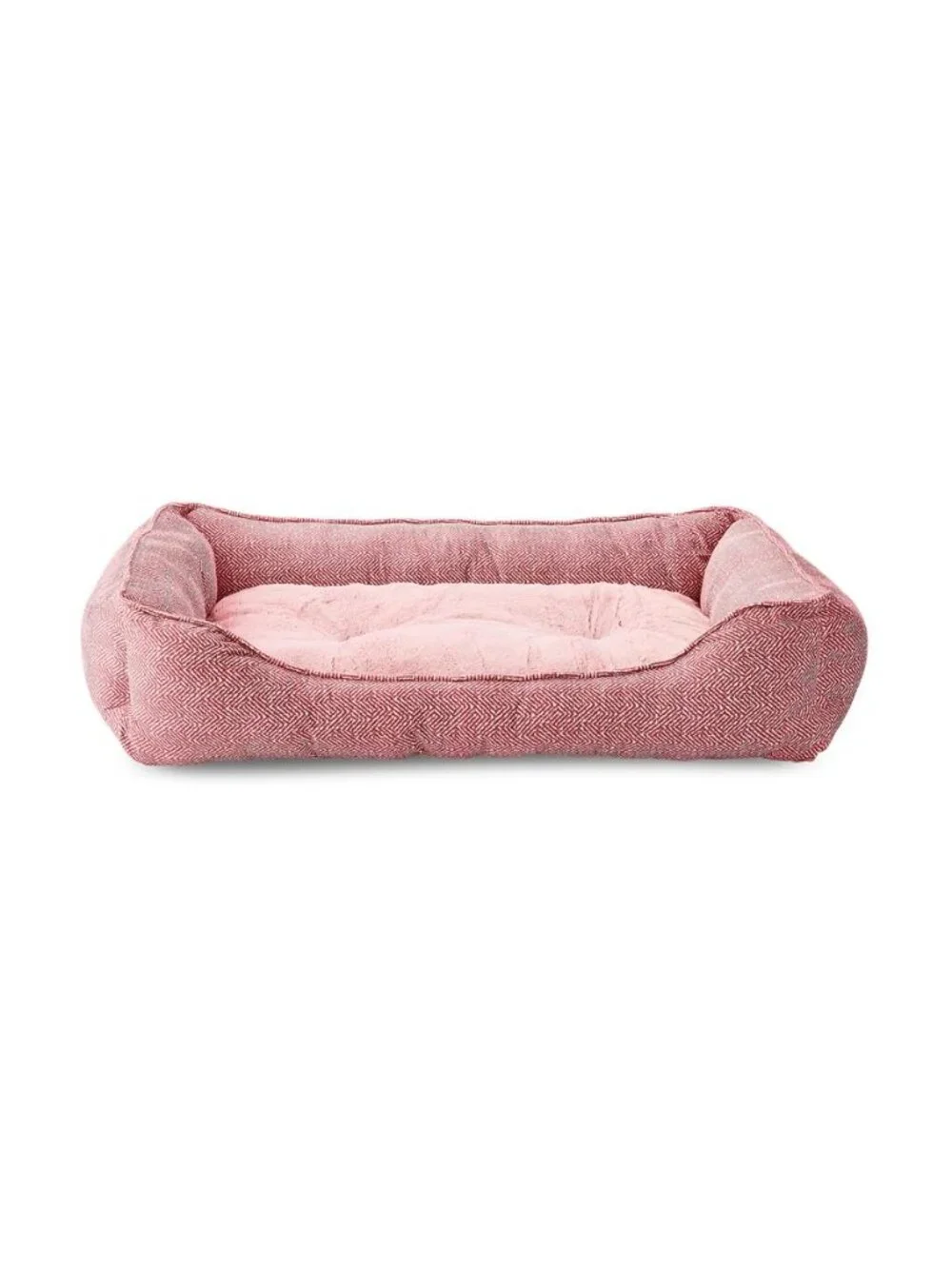 Large Flannel Waffle Texture Bolster Cat or Dog Bed, Pink, 27
